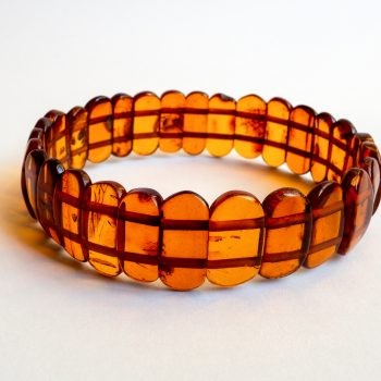 Flat Brown Amber Beads Bracelet