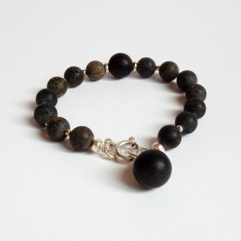 Dark Round Amber Beads Bracelet