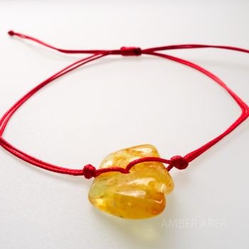 Red String Bracelet With Amber