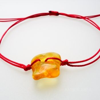 Red String Bracelet With Amber