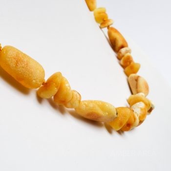 Small Beads Yellow White Unpolished Amber Necklace
