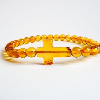 Yellow Amber Cross Bracelet