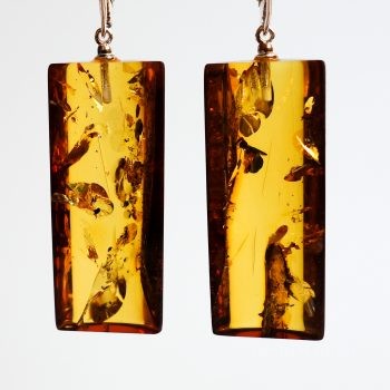 Half-Cylinder Amber Earrings