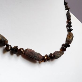 Small Beads Dark Unpolished Amber Necklace