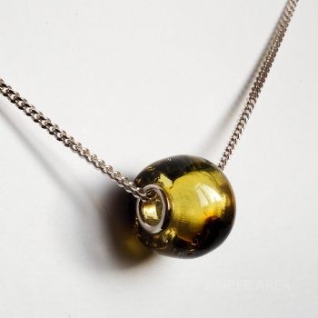 Green Amber Pendant With A Chain
