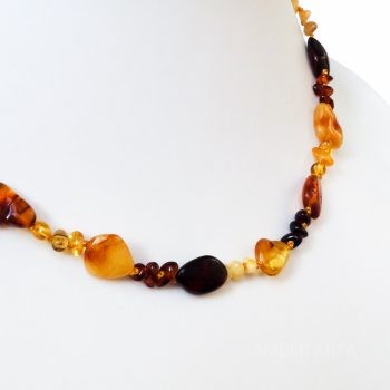 Small Beads Multi-Color Polished Amber Necklace