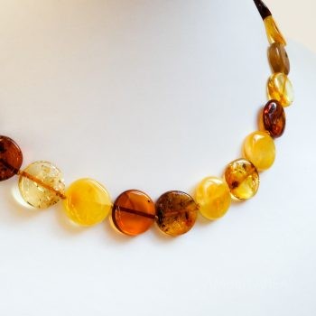 Flat Round Multi-Color Amber Necklace