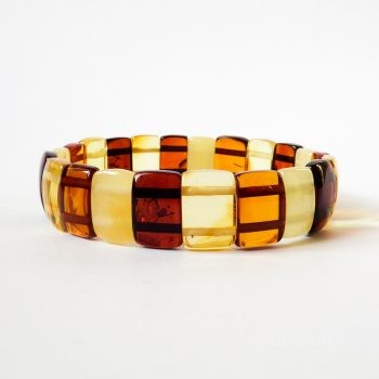 Flat Rectangular Amber Beads Bracelet