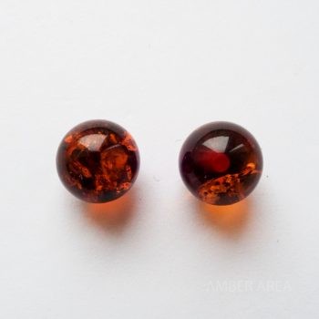 Round Brown Amber Earrings