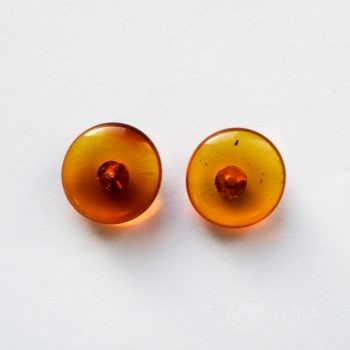 Round Flat Brown Amber Earrings