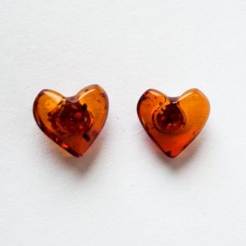 Brown Amber Heart Earrings