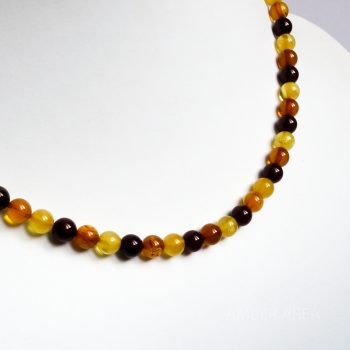 Round Beads Multi-Color Polished Amber Necklace