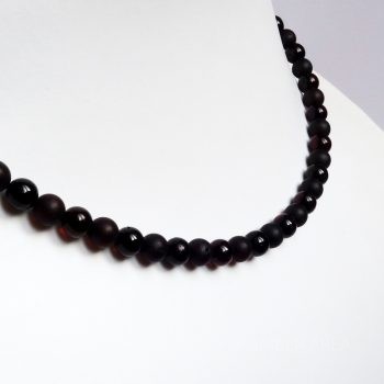 Round Beads Dark Red Amber Necklace