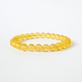 Round Beads Yellow Unpolished Amber Bracelet
