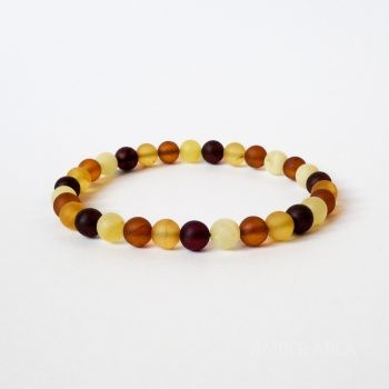 Round Beads Multi-Color Unpolished Amber Bracelet
