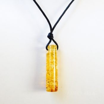 Unique Amber Amulet Pendant With Leather String