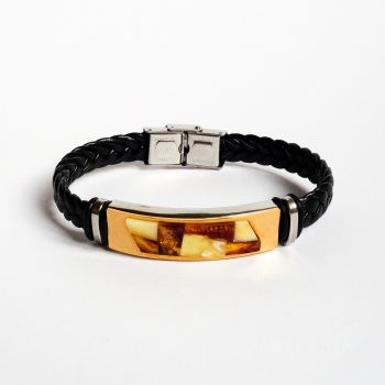 Leather Bracelet With Amber Mosaic