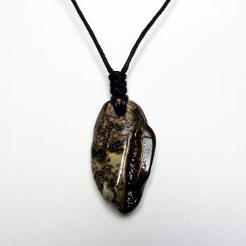 Unique Amber Amulet Pendant With Leather String