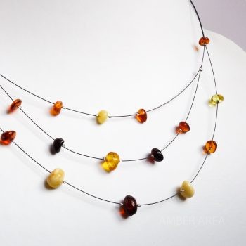Wire Multi-Color Amber Necklace