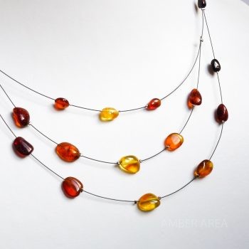 Wire Multi-Color Amber Necklace