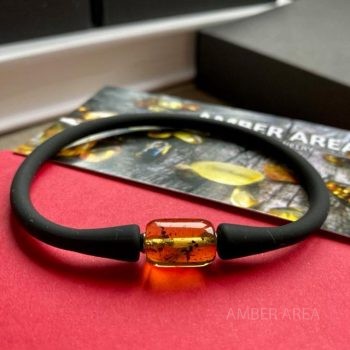 Black Silicone Bracelet With Amber