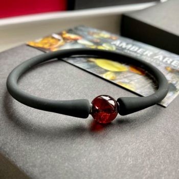 Black Silicone Bracelet With Amber
