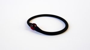 minimalist silicone bracelet with Baltic amber bead