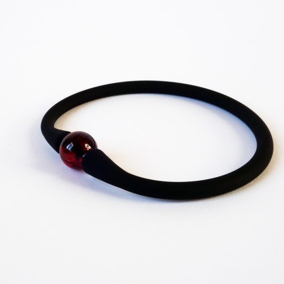 minimalist silicone bracelet with Baltic amber bead