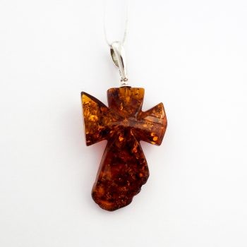 Baltic Amber And Silver Cross Pendant