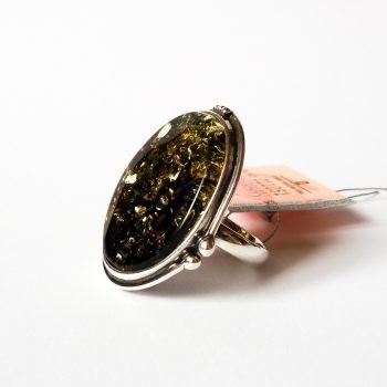 Resizable Baltic Amber And Silver Ring