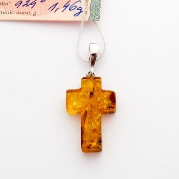Baltic Amber And Silver Cross Pendant