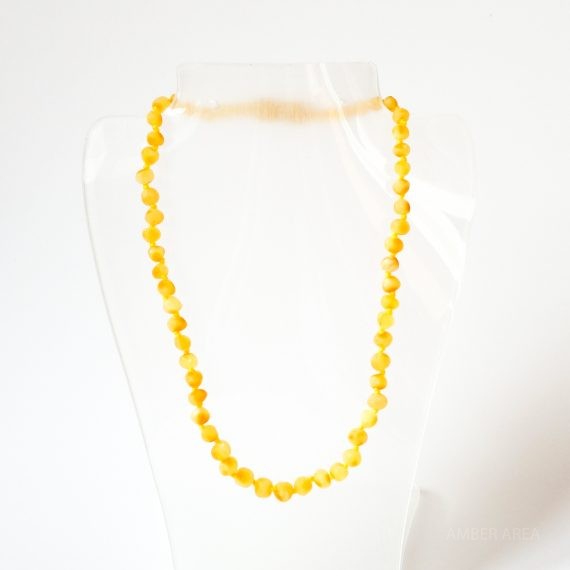 White Unpolished Amber Necklace For Kids
