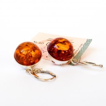 Baltic Amber And Silver Round Earrings