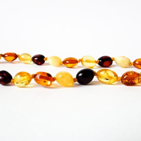 Multi-Color Polished Amber Necklace For Kids