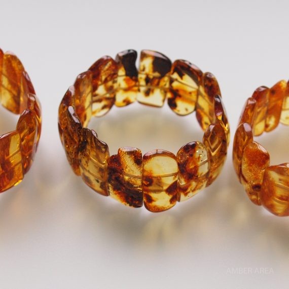 Baltic amber bracelet with uneven ends, plate wholesale