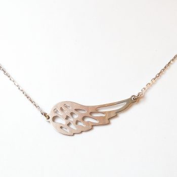 Horizontal Silver Angel Wing Pendant And Chain