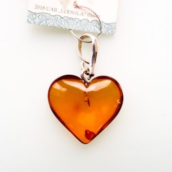 Baltic Amber And Silver Heart Pendant
