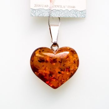 Baltic Amber And Silver Heart Pendant