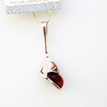 Baltic Amber And Silver Shoe Pendant