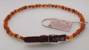 Baltic Amber Pet Necklace With Adjustable Leather Strap